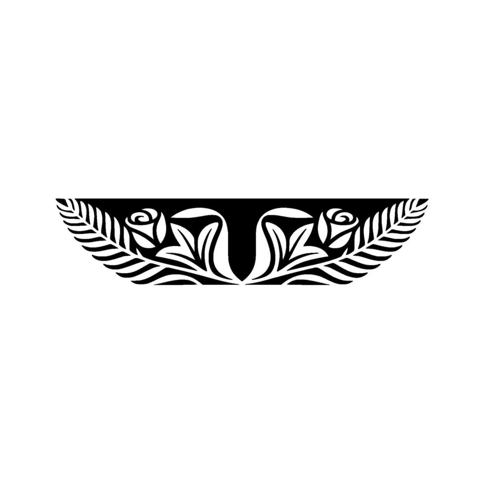 Elegant Floral Border Black and White Illustration, Element vector