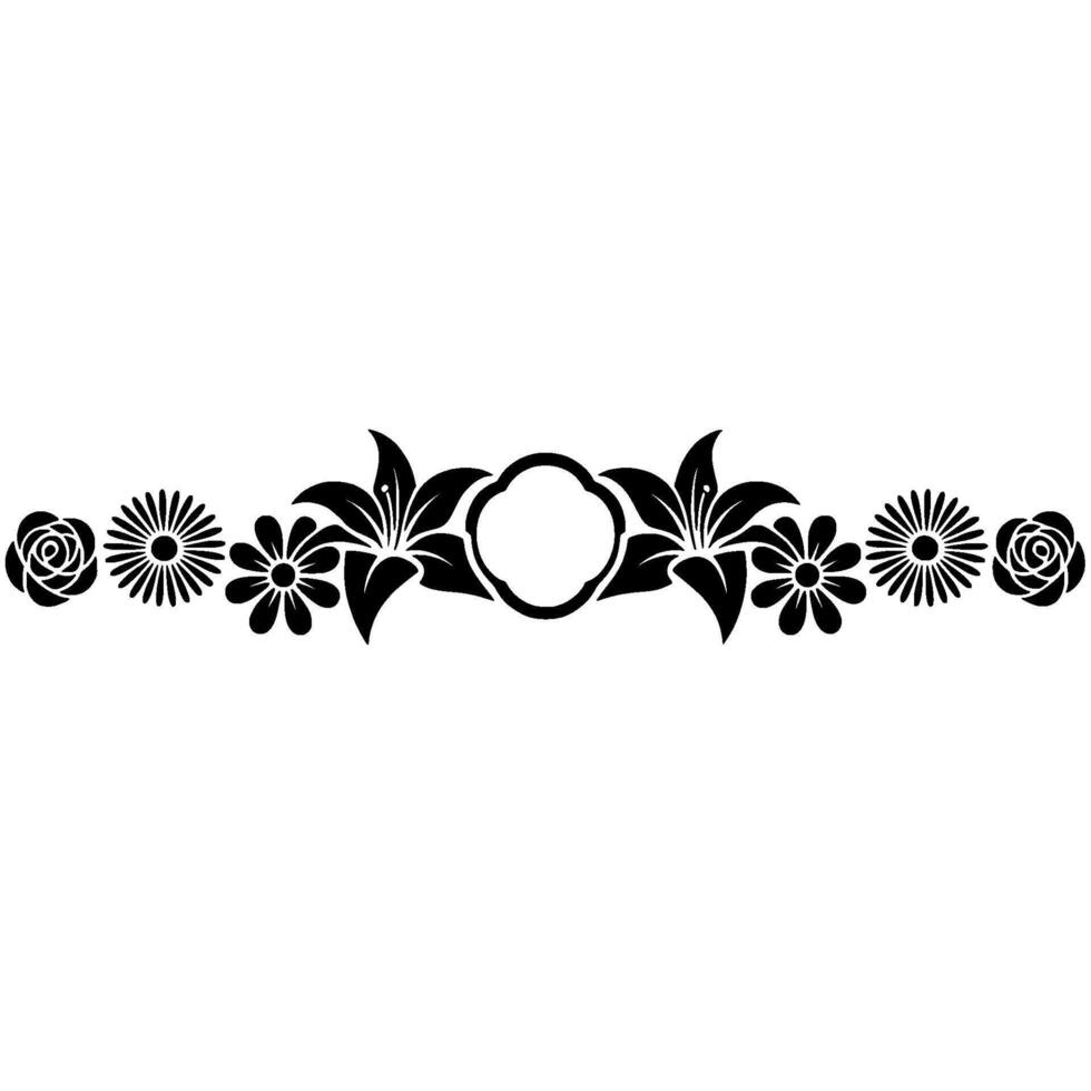 Elegant Floral Border - Black White, Decorative Element vector