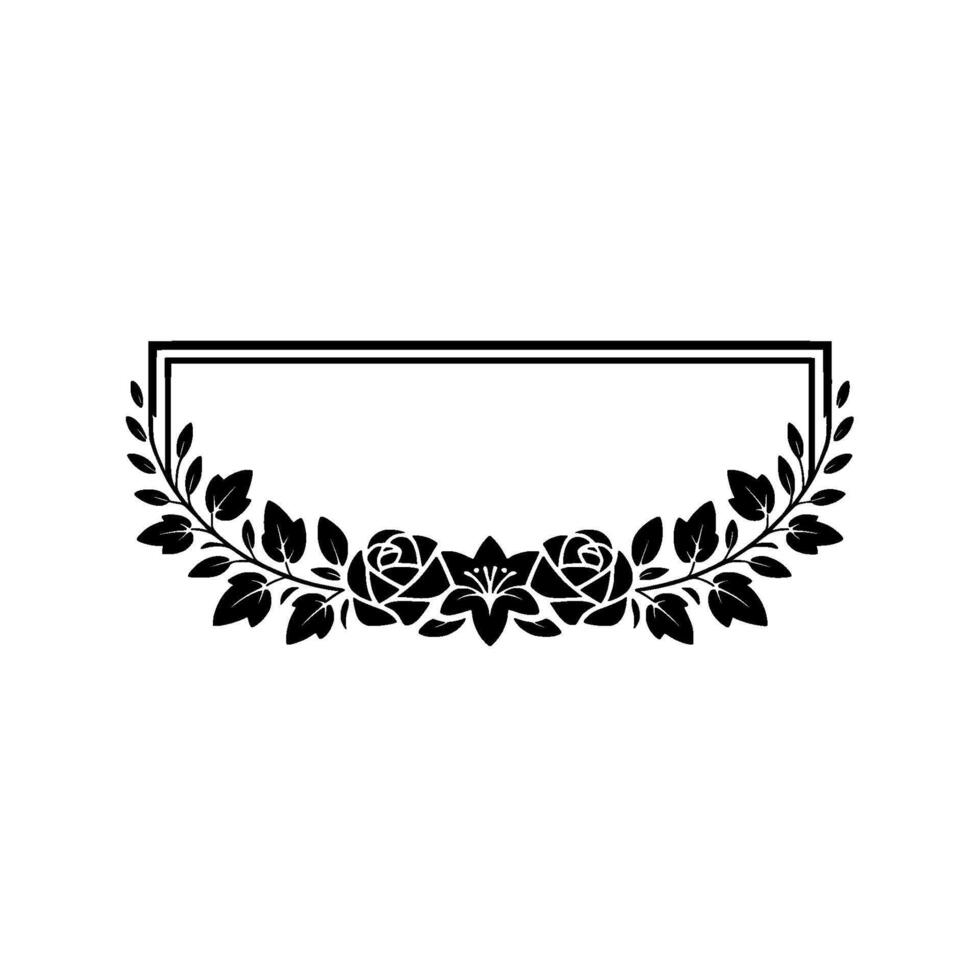 Elegant Black Floral Frame for Invitations, Wedding Cards vector
