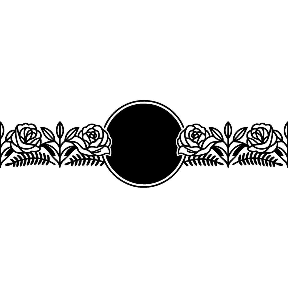 Elegant Rose Floral Border with Circle Frame Minimalist vector