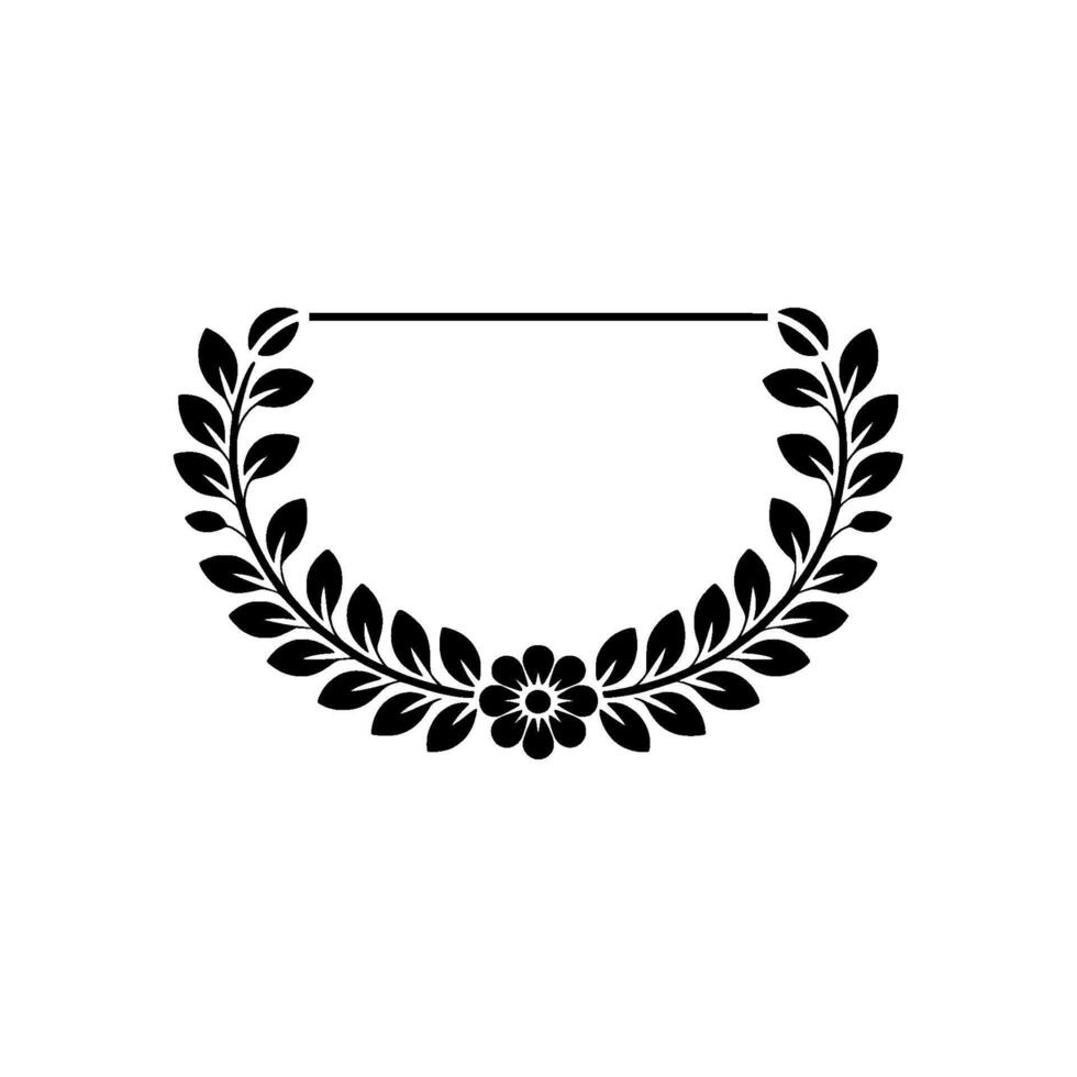 Elegant Laurel Wreath Frame with Space for Text, Black on White vector
