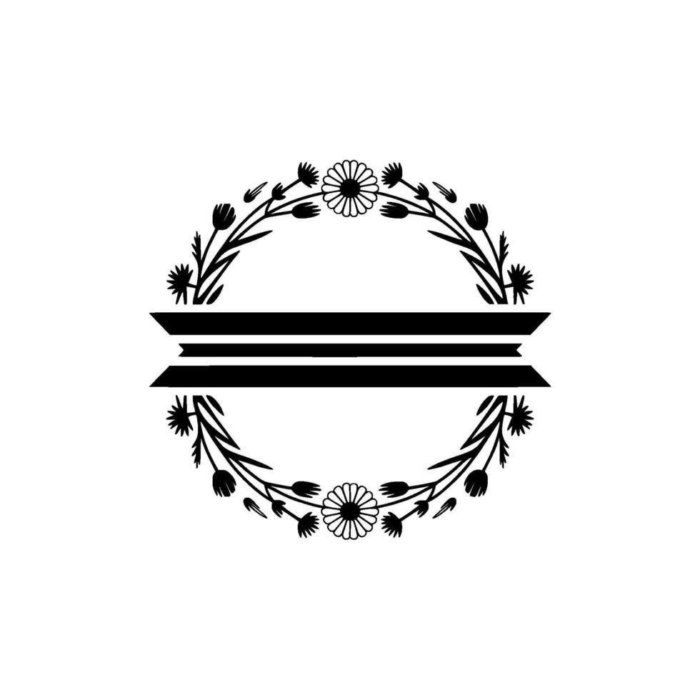 Floral Wreath with Banner - Minimalist vector