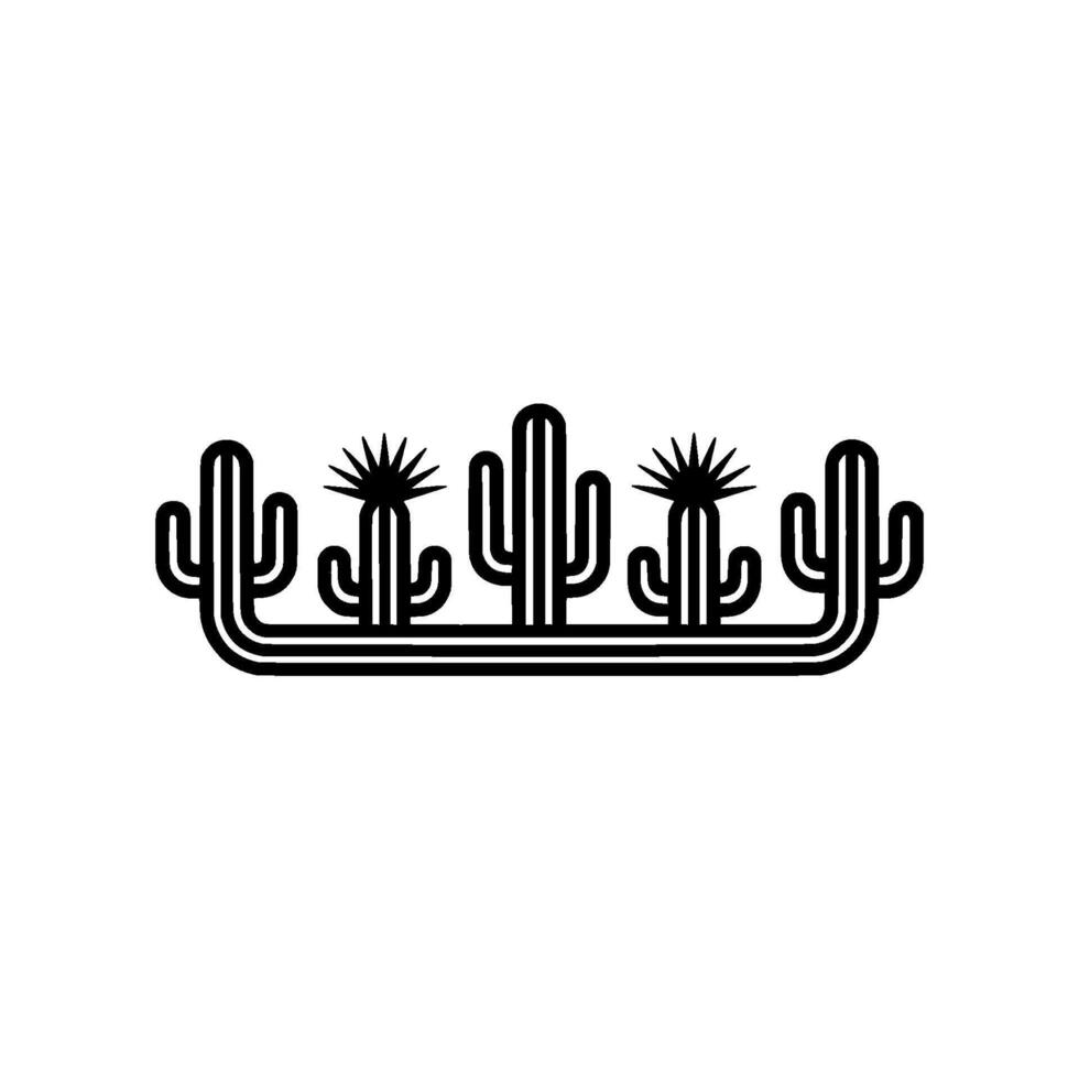 Minimalist Cactus Line Art Border, Desert vector