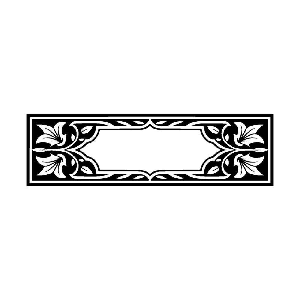 Elegant Floral Frame Black and White, Border vector