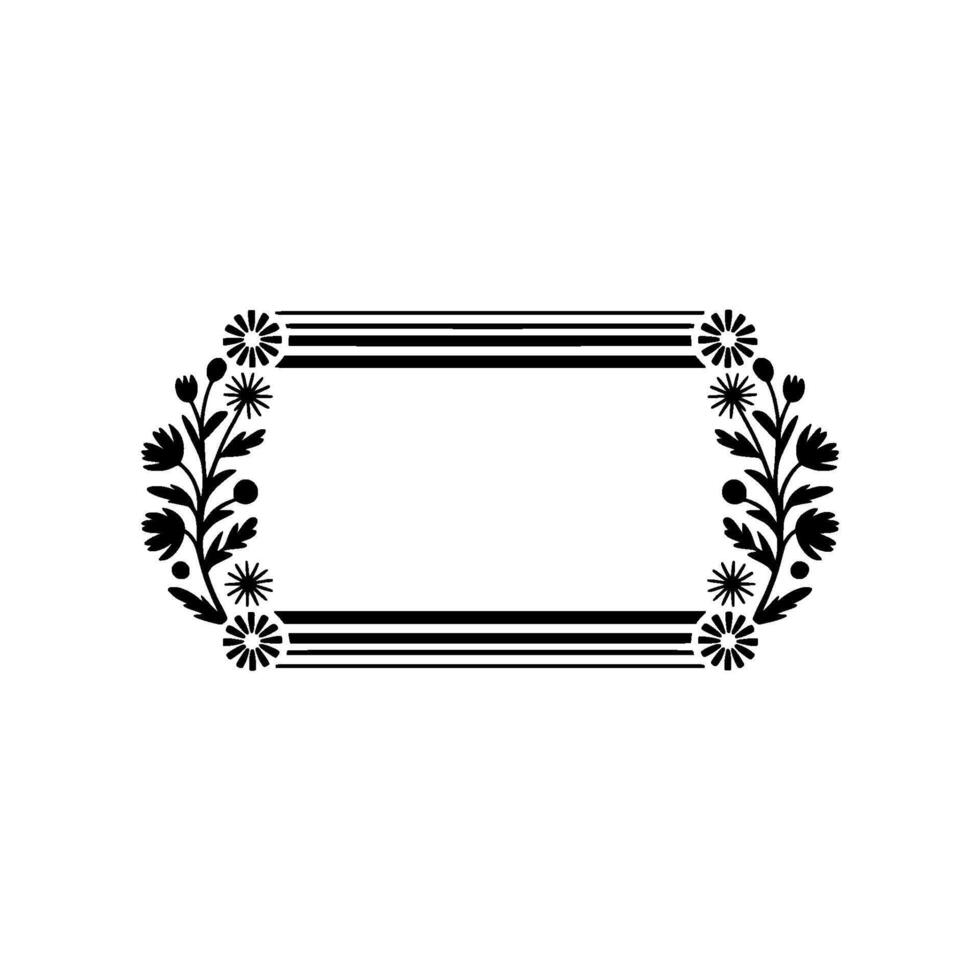 Minimalist Floral Frame Illustration Black and White, Elegant Element vector