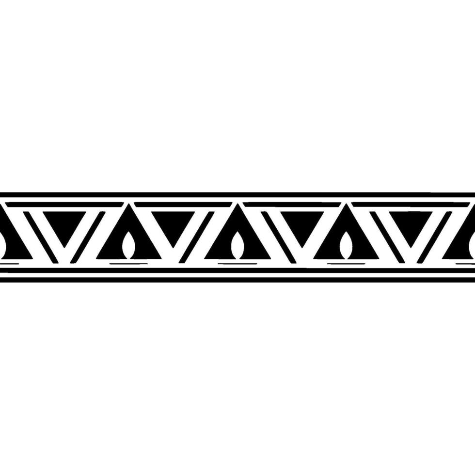 Minimalist Tribal Border Pattern, Geometric , Black White vector
