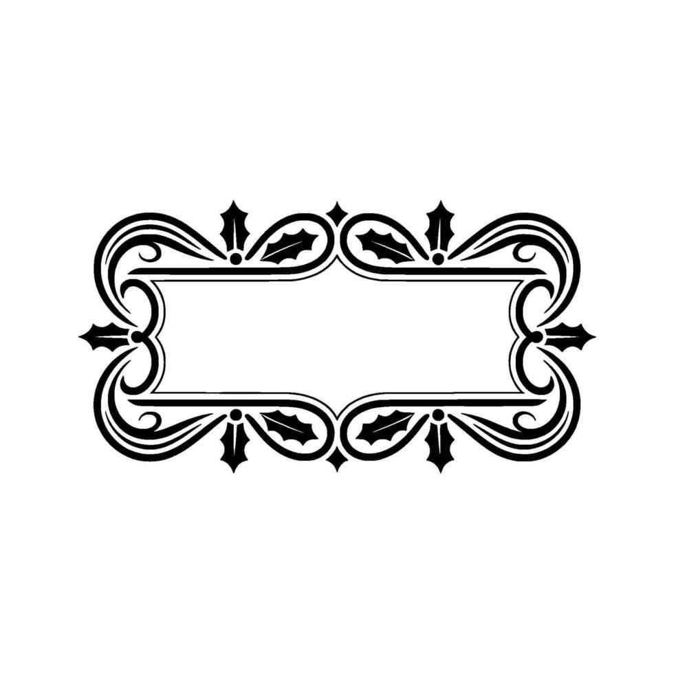 Elegant Black White Christmas Frame with Holly Elements vector