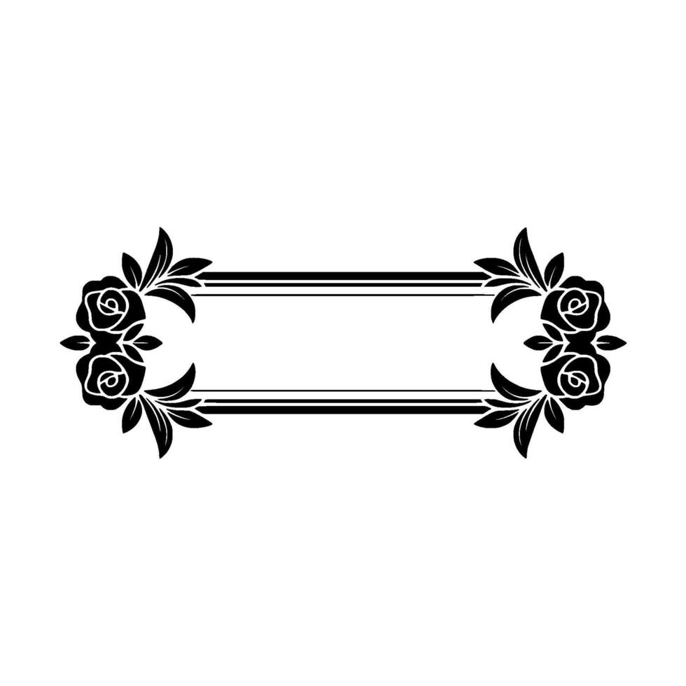Elegant Black Rose Frame Decorative Element vector