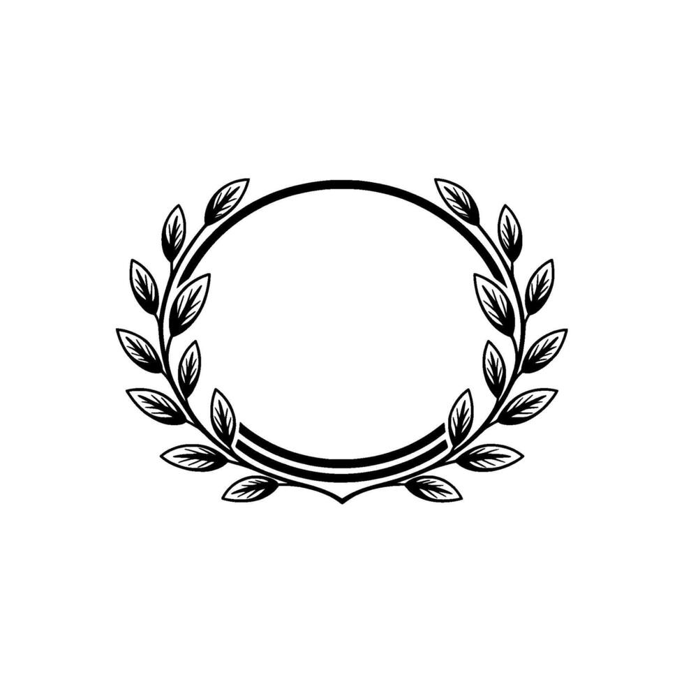 Elegant Laurel Wreath Frame on White Background vector