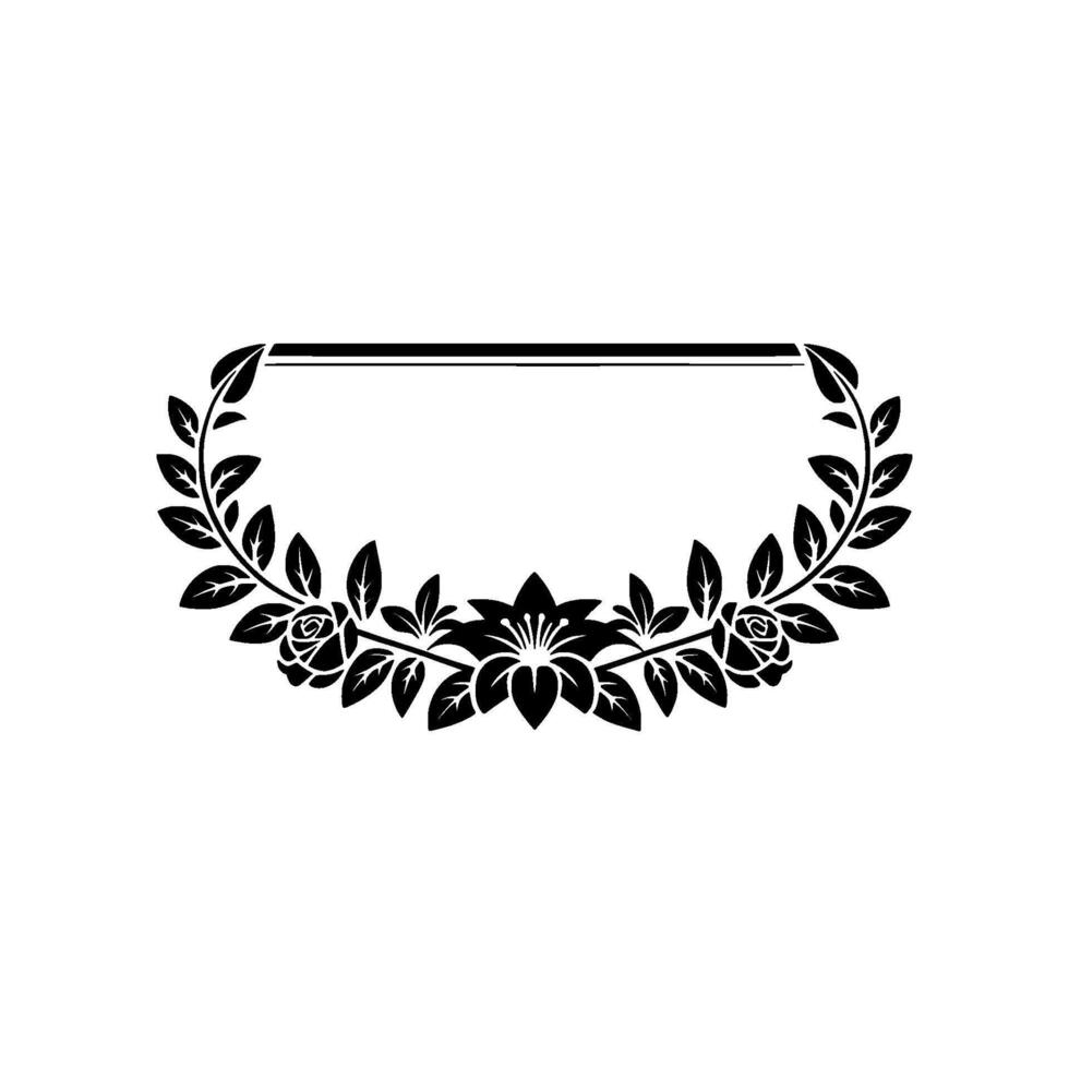 Elegant Floral Frame in Black White, Botanical Border, Invitation vector