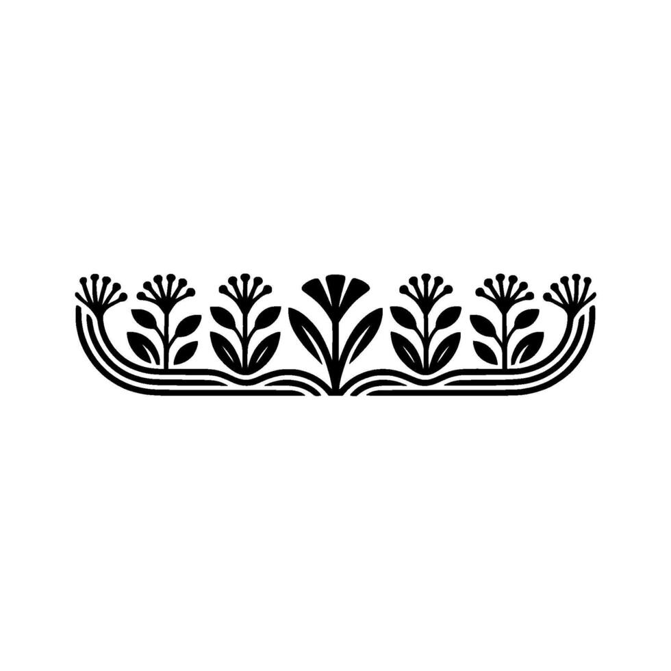 Elegant Black Floral Border Element, Geometric, Minimalist vector