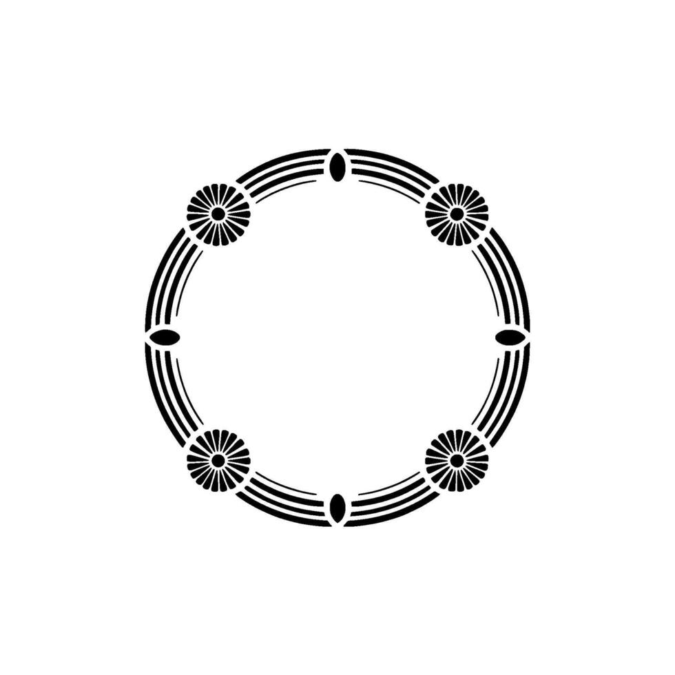 Minimalist Art Deco Floral Circle Element on White vector