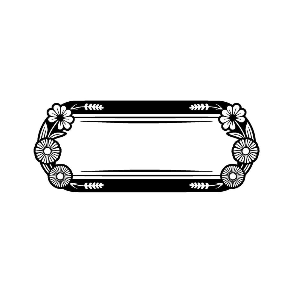 Art Deco Floral Frame , Black and White, Minimalist, Decorative Element vector