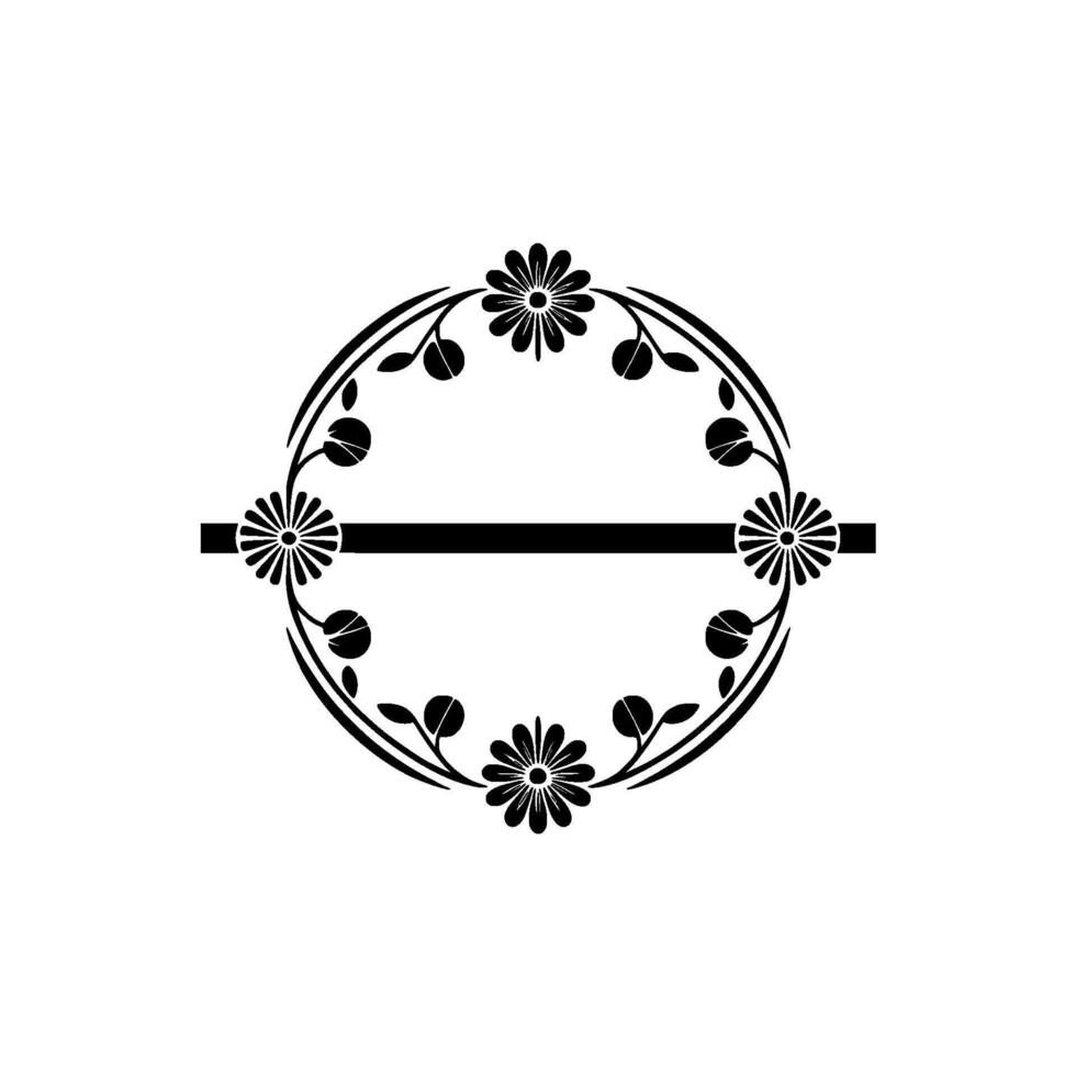 Minimalist Floral Wreath with Horizontal Bar - Elegant Element vector