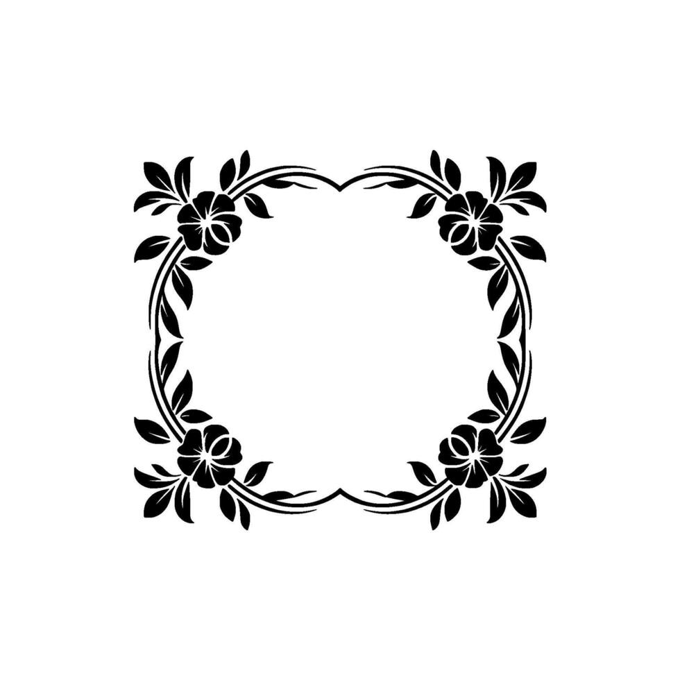 Elegant Black Floral Frame with Negative Space for Text vector