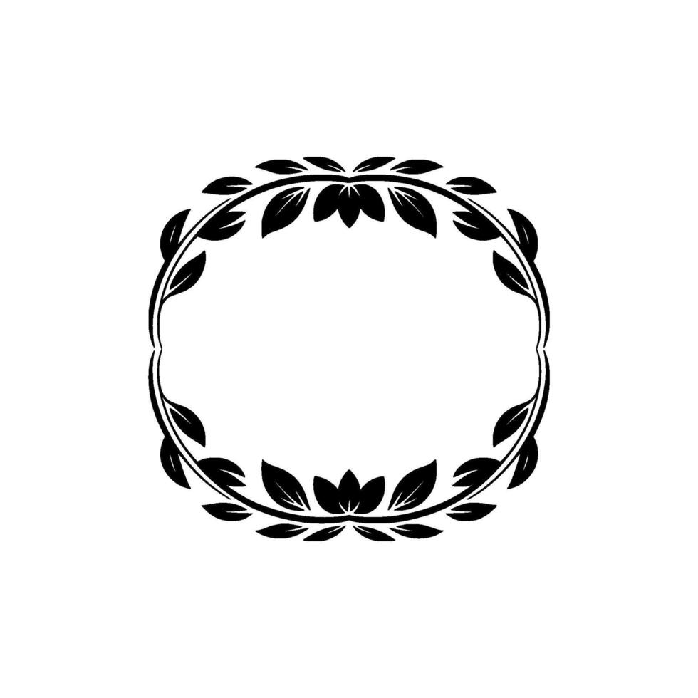 Elegant Black Leafy Wreath Frame on Light Gray Background vector