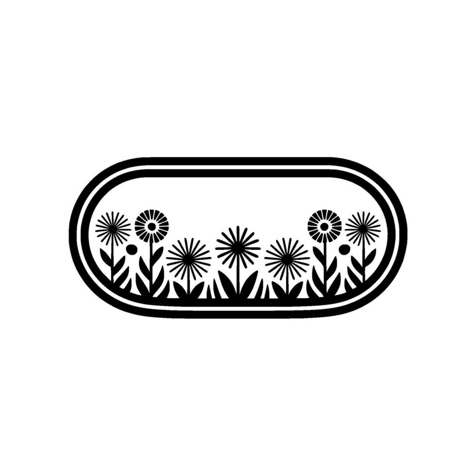 Minimalist Floral Border Element Black Dandelions on White vector