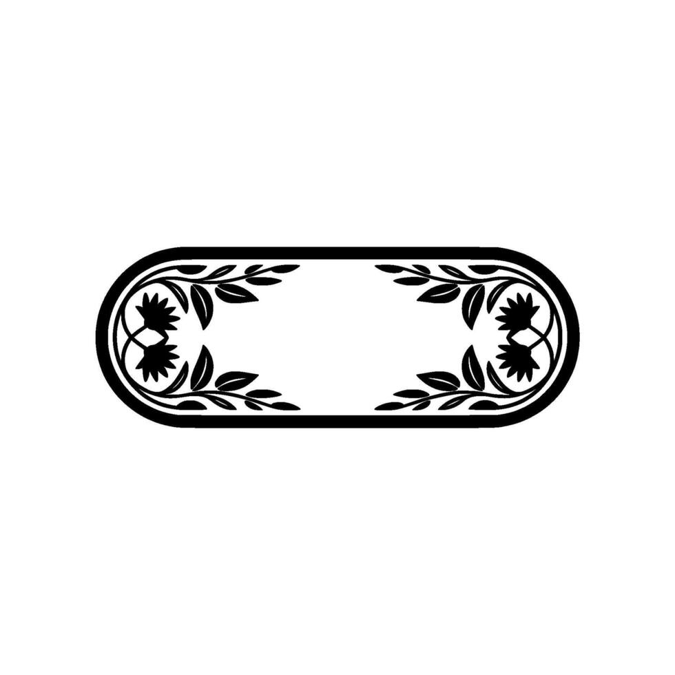 Elegant Floral Oval Frame - Black on White, Decorative vector
