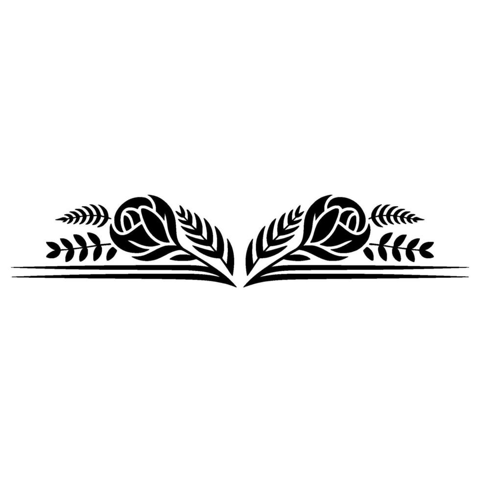Elegant Floral Border in Black and White - Simple vector