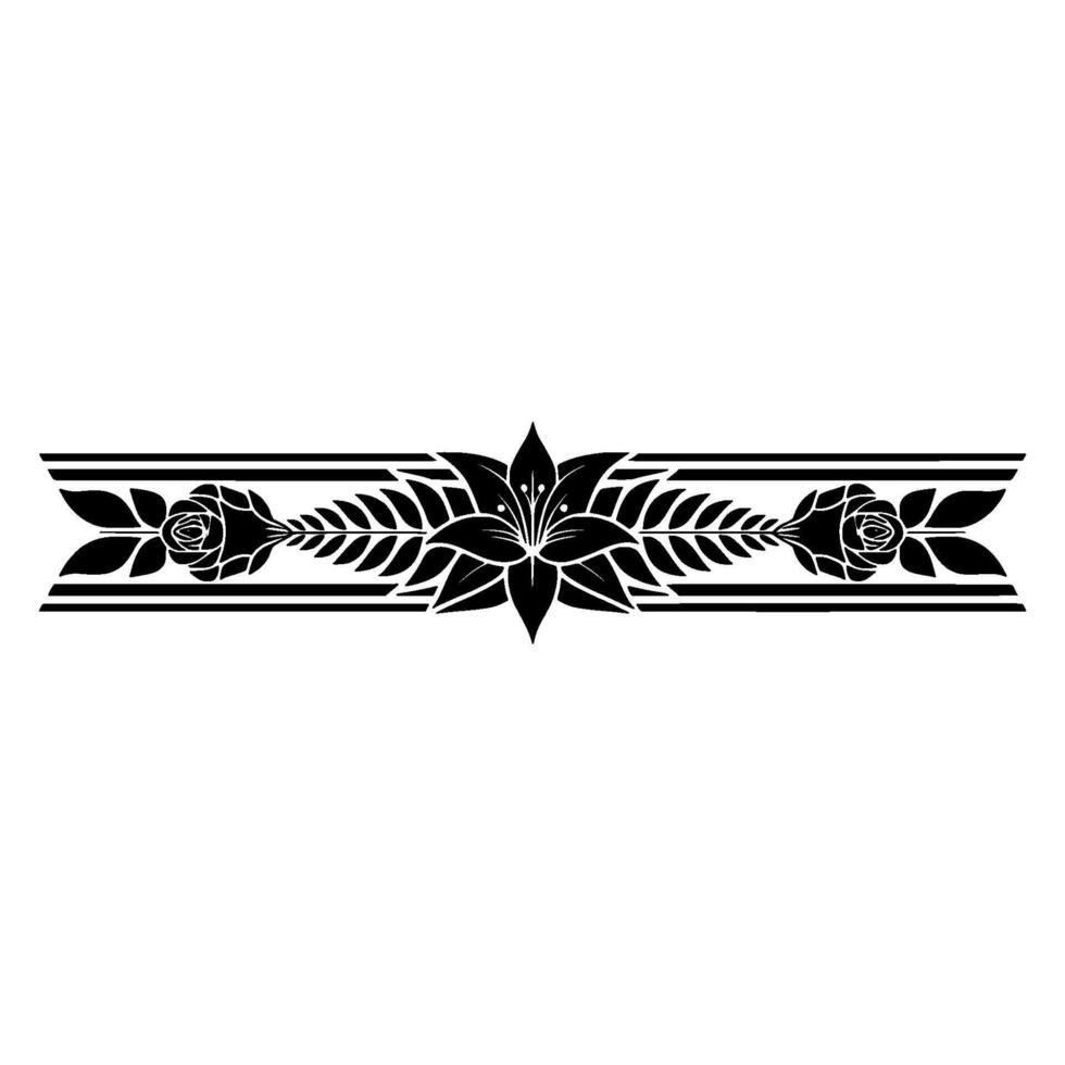 Elegant Floral Border , Black and White - Illustration vector