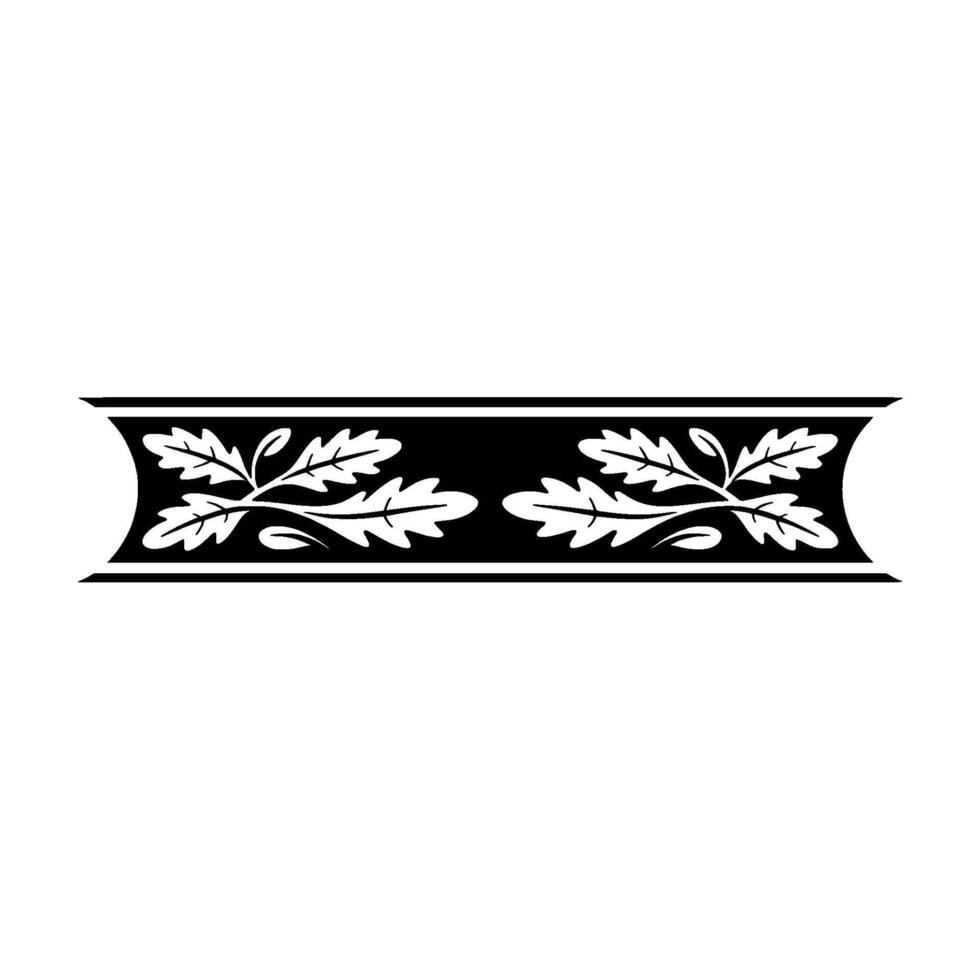 Elegant Black and White Oak Leaf Border , Floral Illustration vector