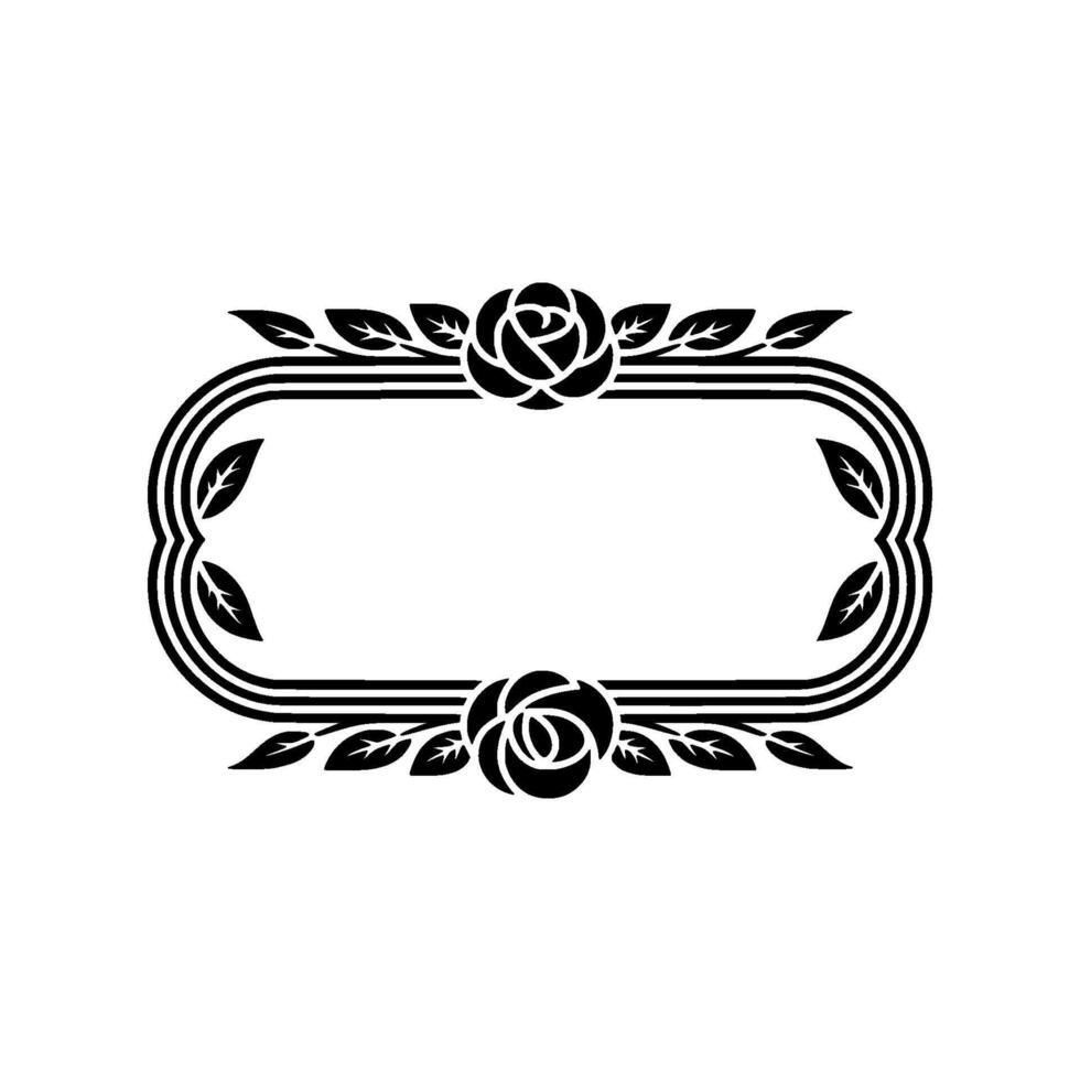 Elegant Floral Frame Minimalist Black Rose and Leaf vector