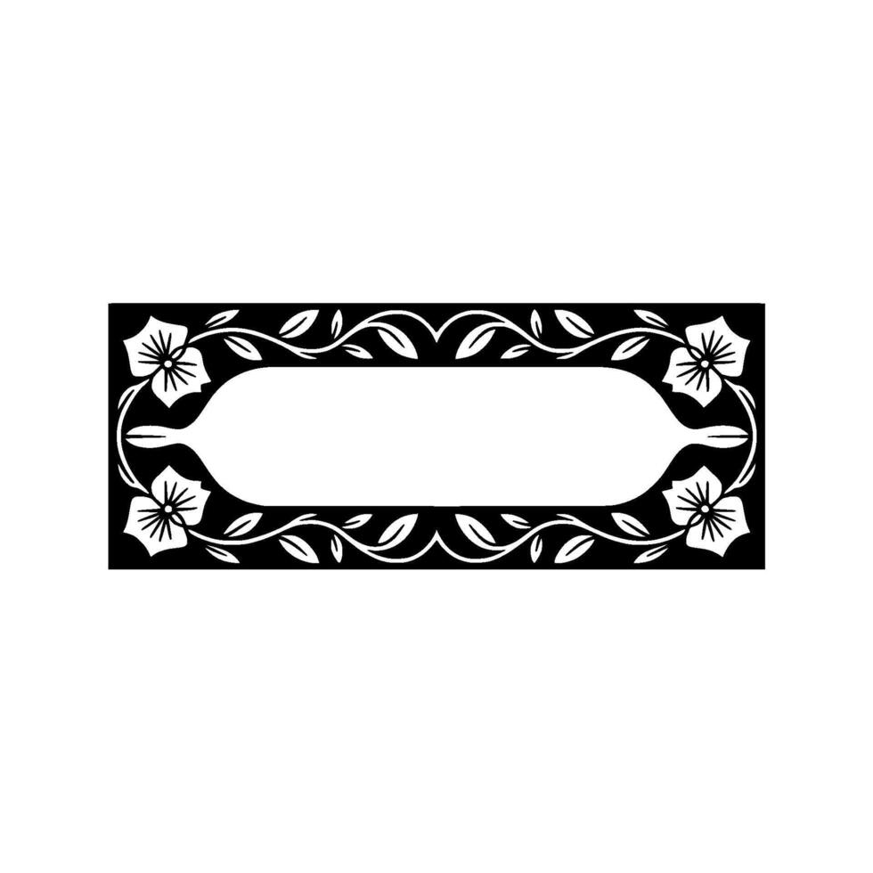 Floral Frame Black White Decorative Element vector