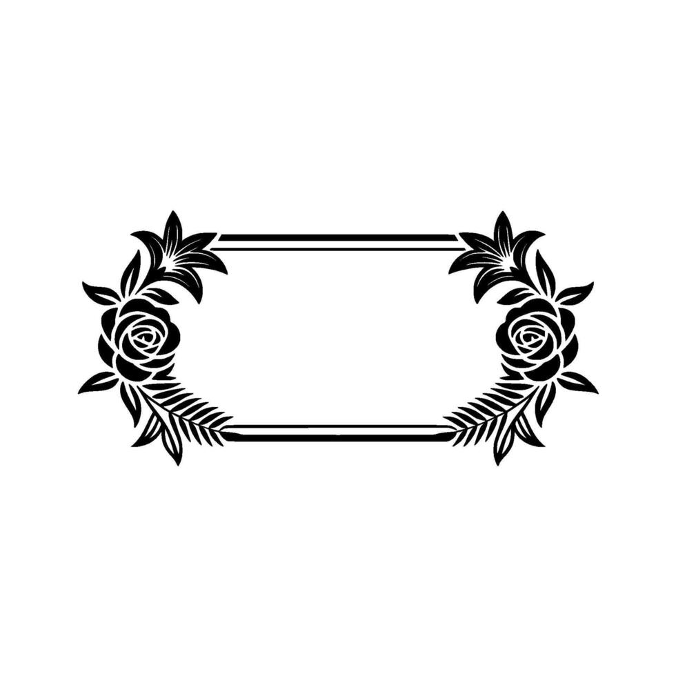 Elegant Floral Frame , Black on Cream, Decorative vector