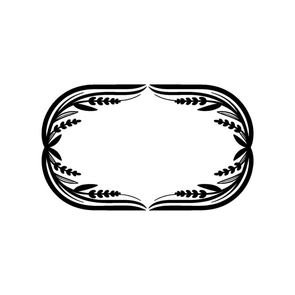 Elegant Black and White Floral Oval Frame on White Background vector