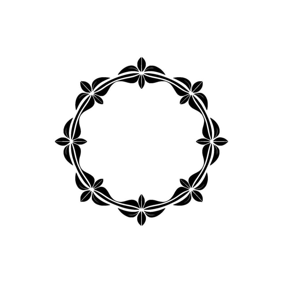 Elegant Black Floral Frame on White Background - Leaf vector