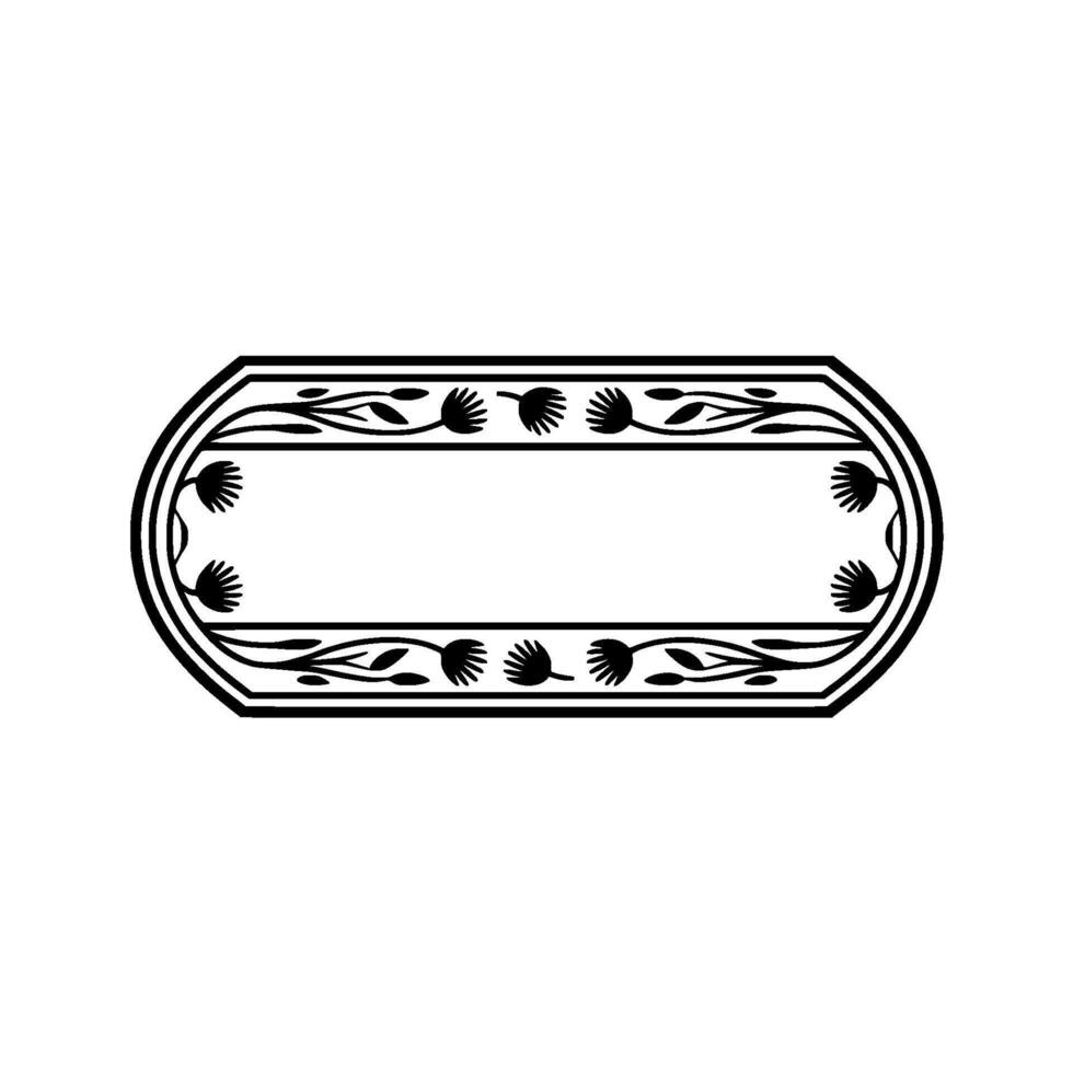 Elegant Floral Border Illustration Black and White Element vector