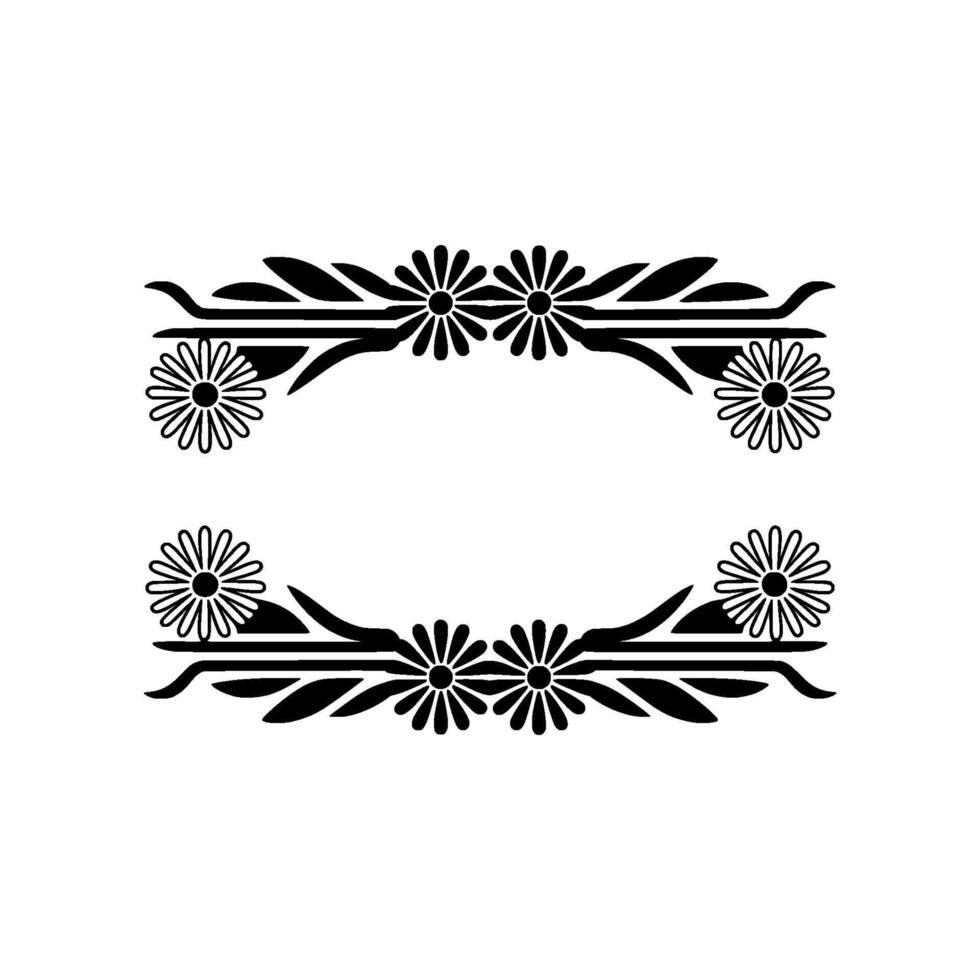 Elegant Floral Frame Silhouette with Daisy Motif vector