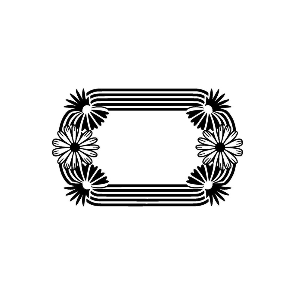 Floral Frame in Black White Minimalist Daisy vector