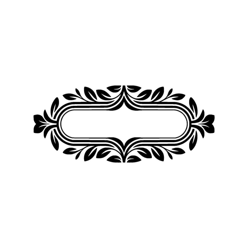 Elegant Black Floral Frame on White Background, Classic vector