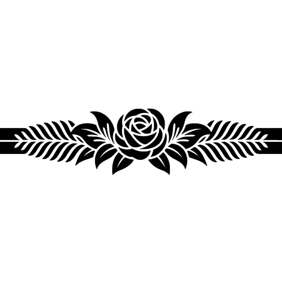 Elegant Black Rose Floral Border , Minimalist, Decorative Element vector