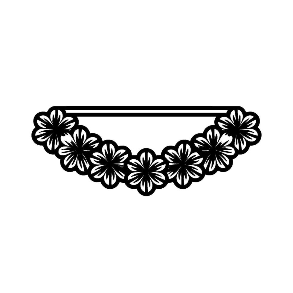 Abstract Floral Wreath Border, Black White Minimalist vector