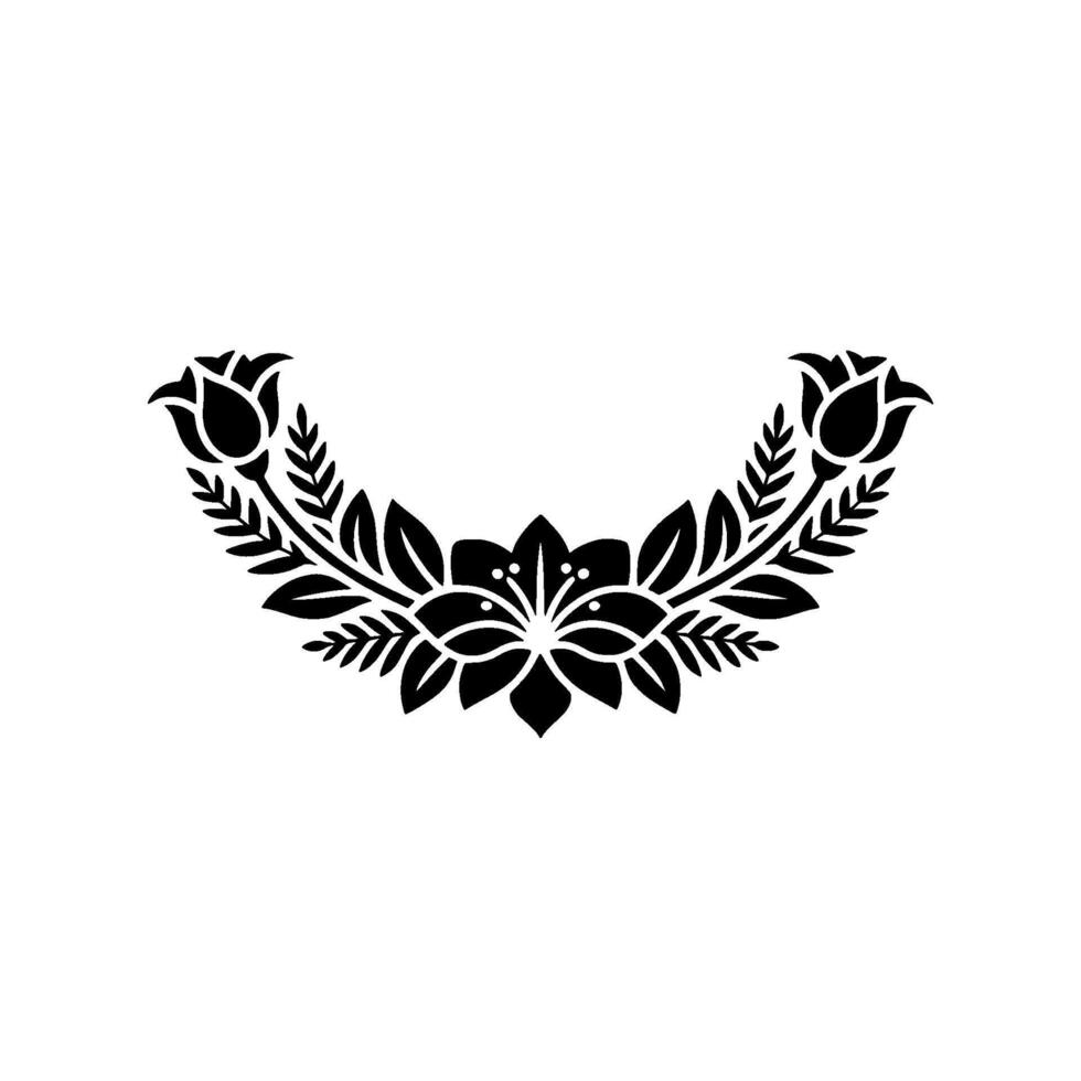 Elegant Black Floral Crest on White - Illustration for Elements vector