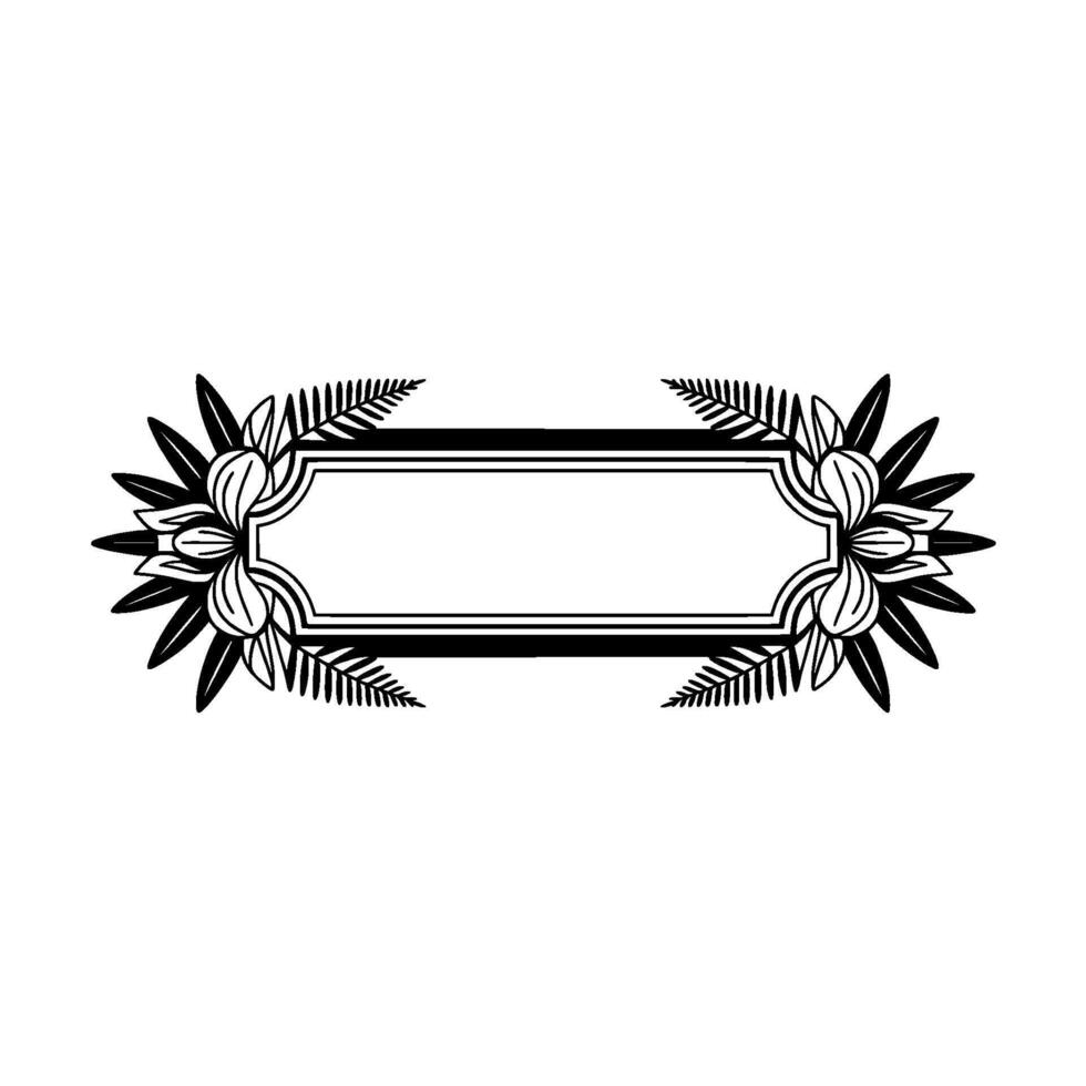 Elegant Floral Frame - Black and White Botanical Border on Light Background vector