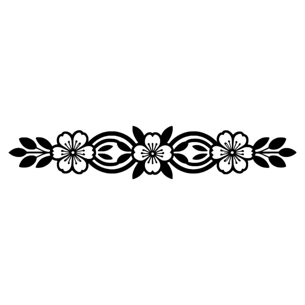 Black Floral Border Minimalist Elegant Element vector