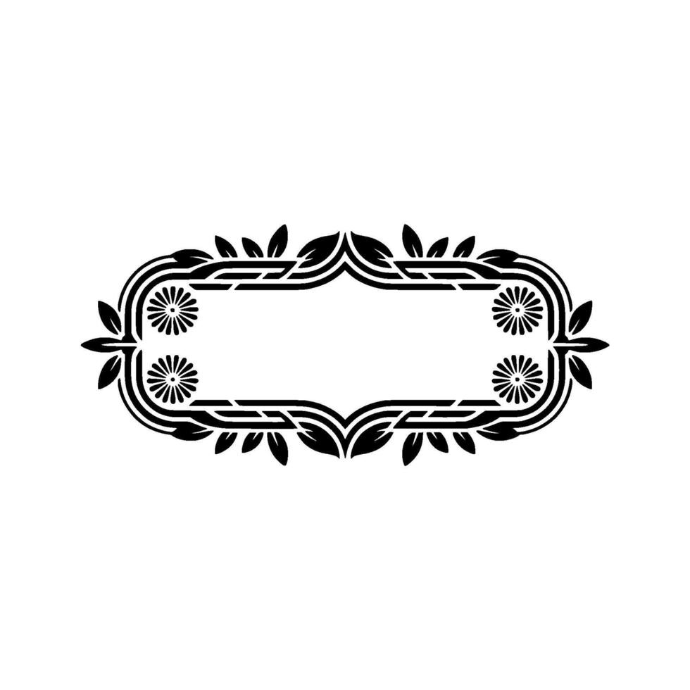 Elegant Floral Frame in Black on Neutral Background, Leaves vector