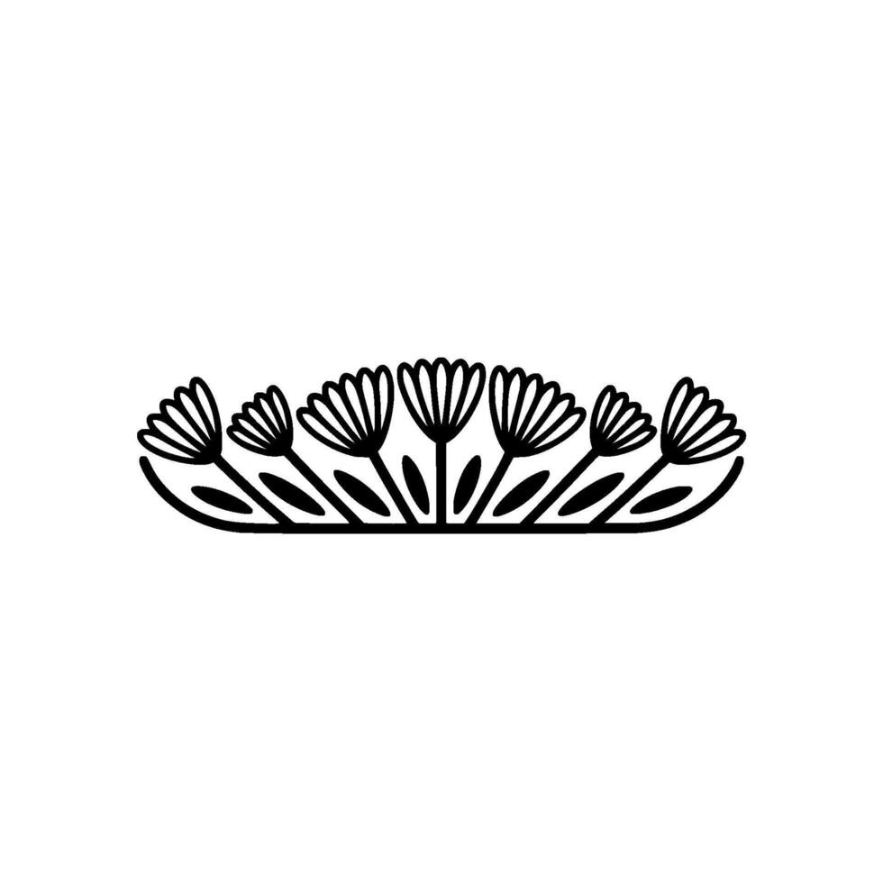Minimalist Floral Ornament, Black and White Illustration vector