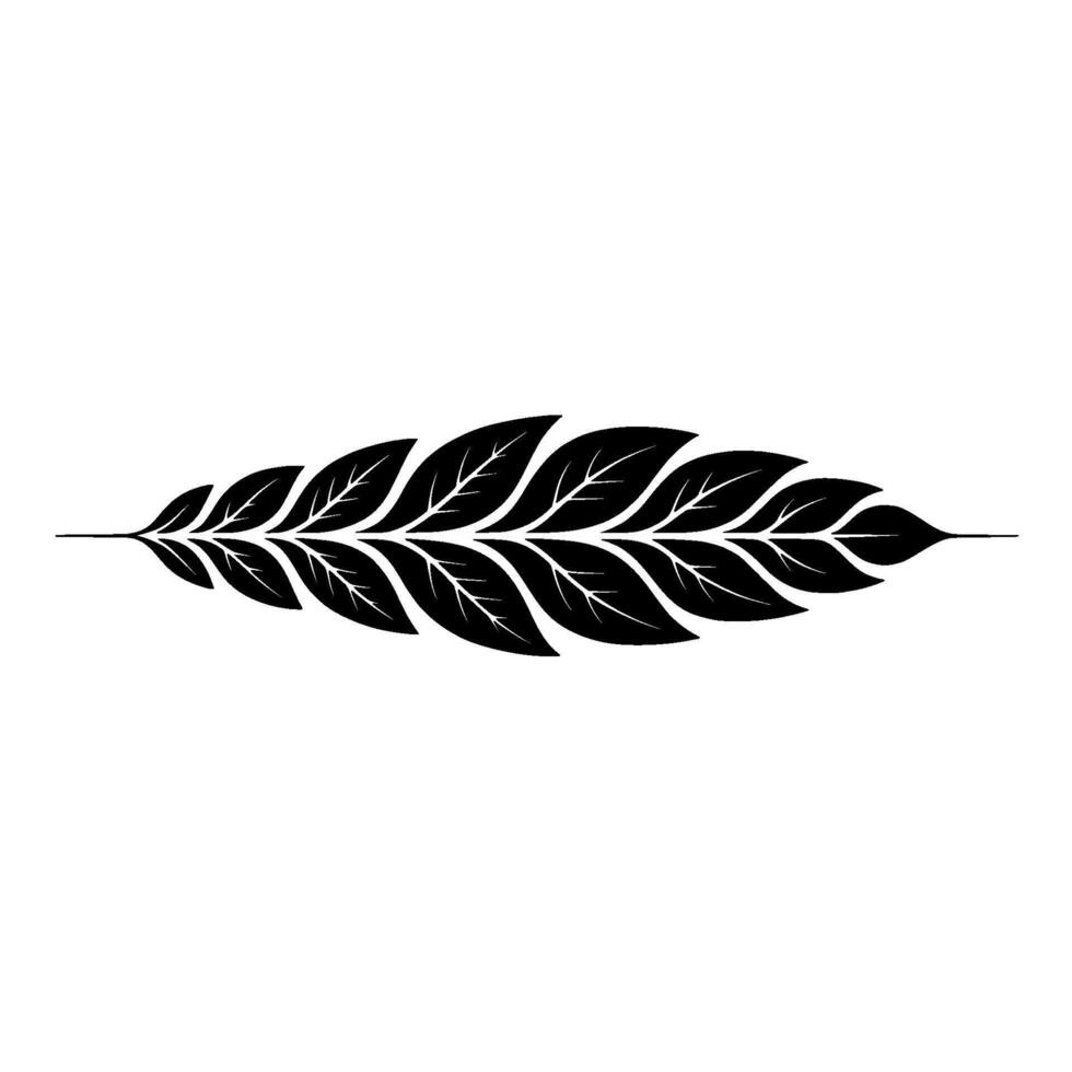 Black Leaf Silhouette on White Elegant Plant Element vector
