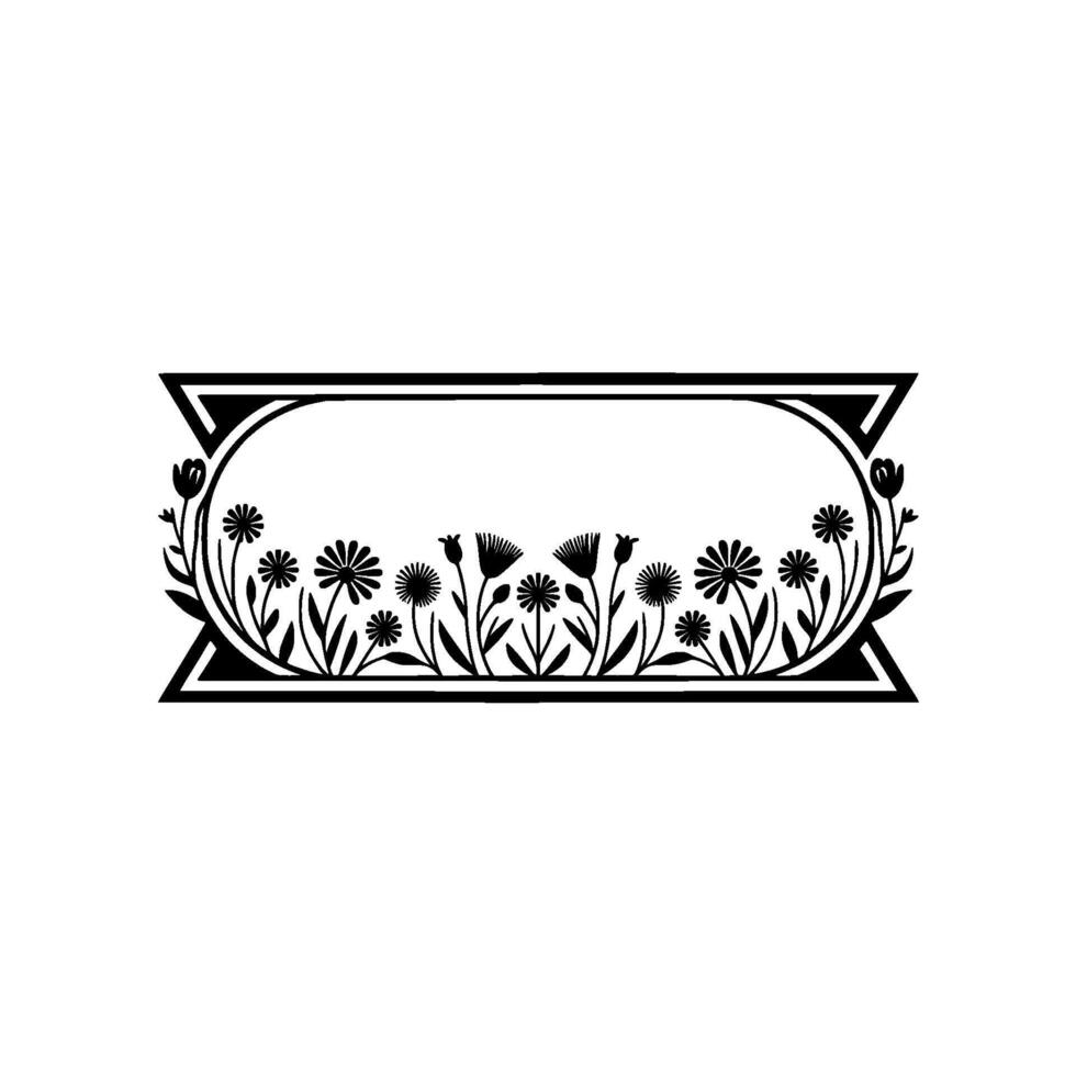 Floral Banner , Elegant Black White Frame for Wedding or Invitations vector