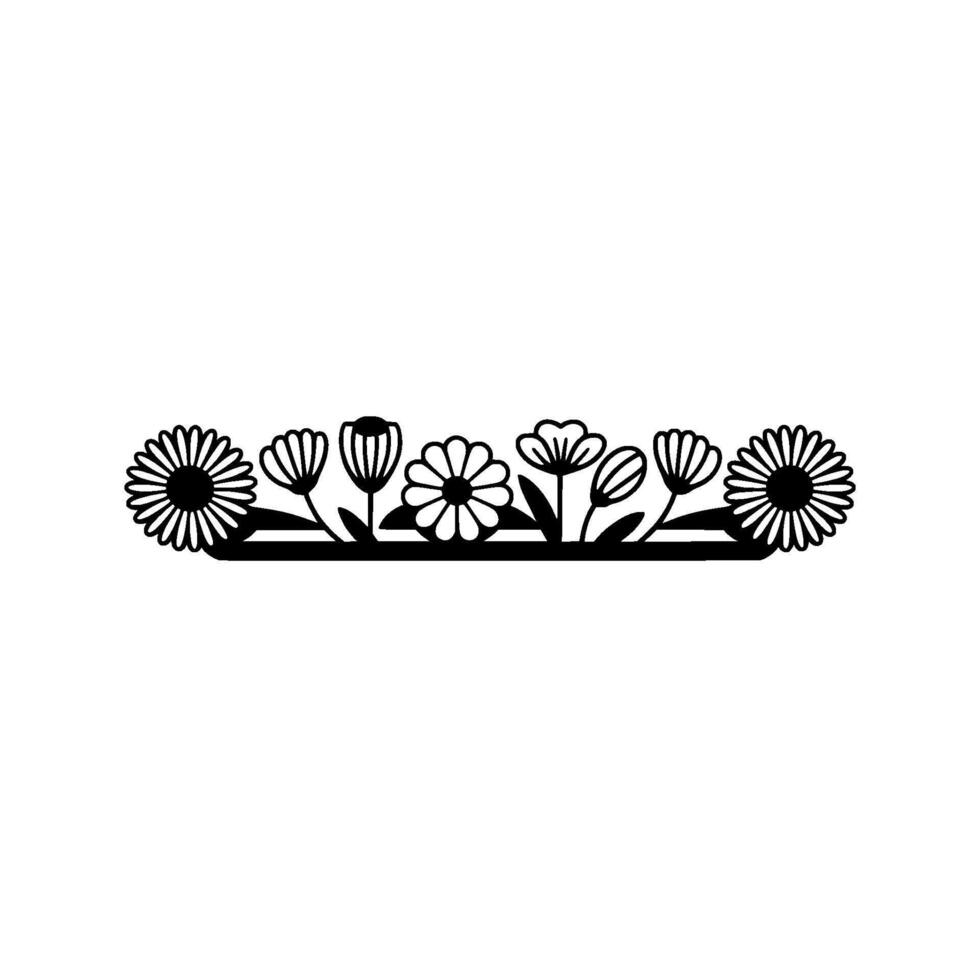 Minimalist Black Flower Border Element vector
