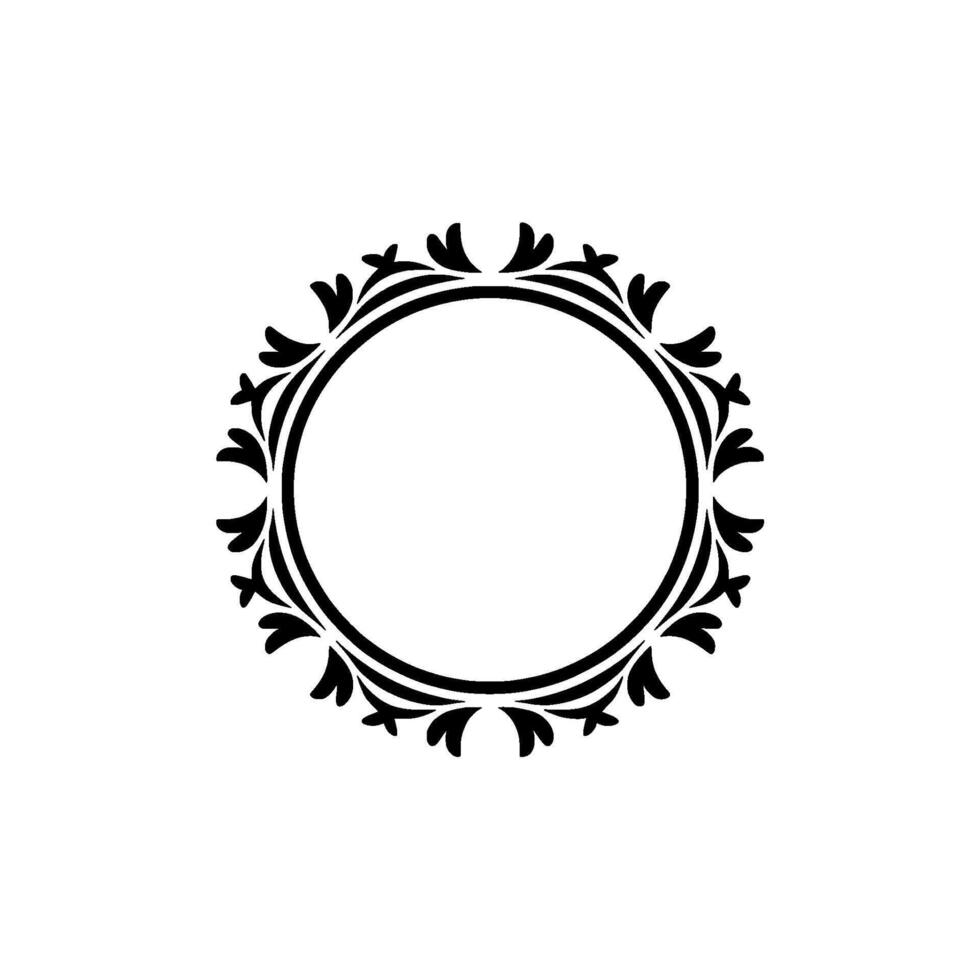 Elegant Black White Circular Ornamental Frame on Neutral Background vector