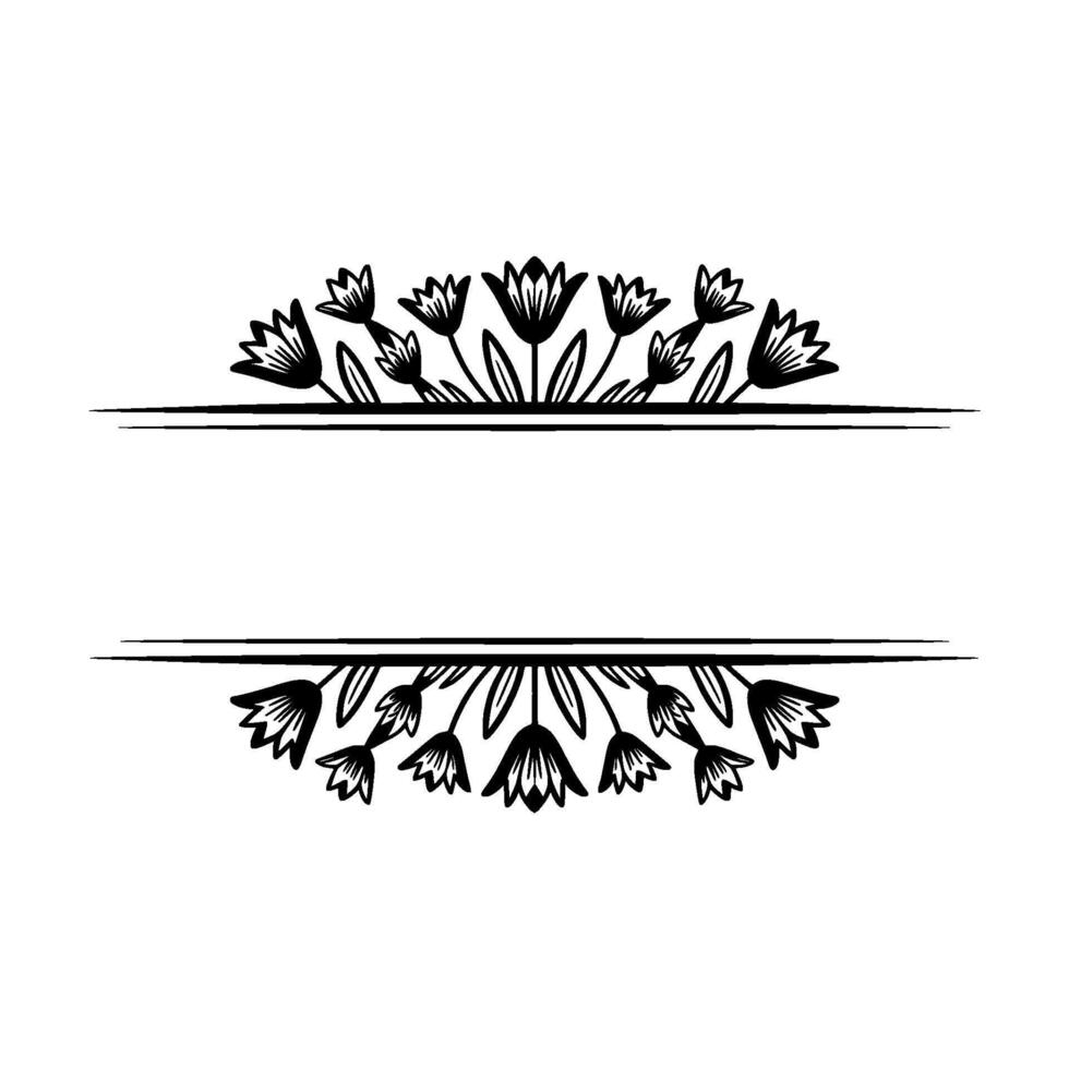 Elegant Floral Divider - Minimalist Black and White for Invitations vector