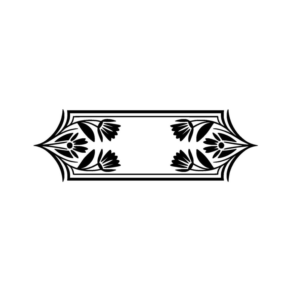Elegant Floral Frame with Empty Space - Black and White vector
