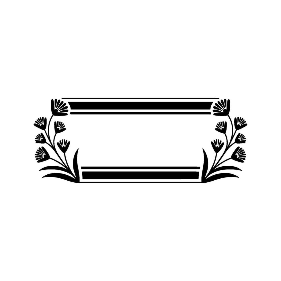 Floral Frame in Black and White Minimalist, Illustration vector