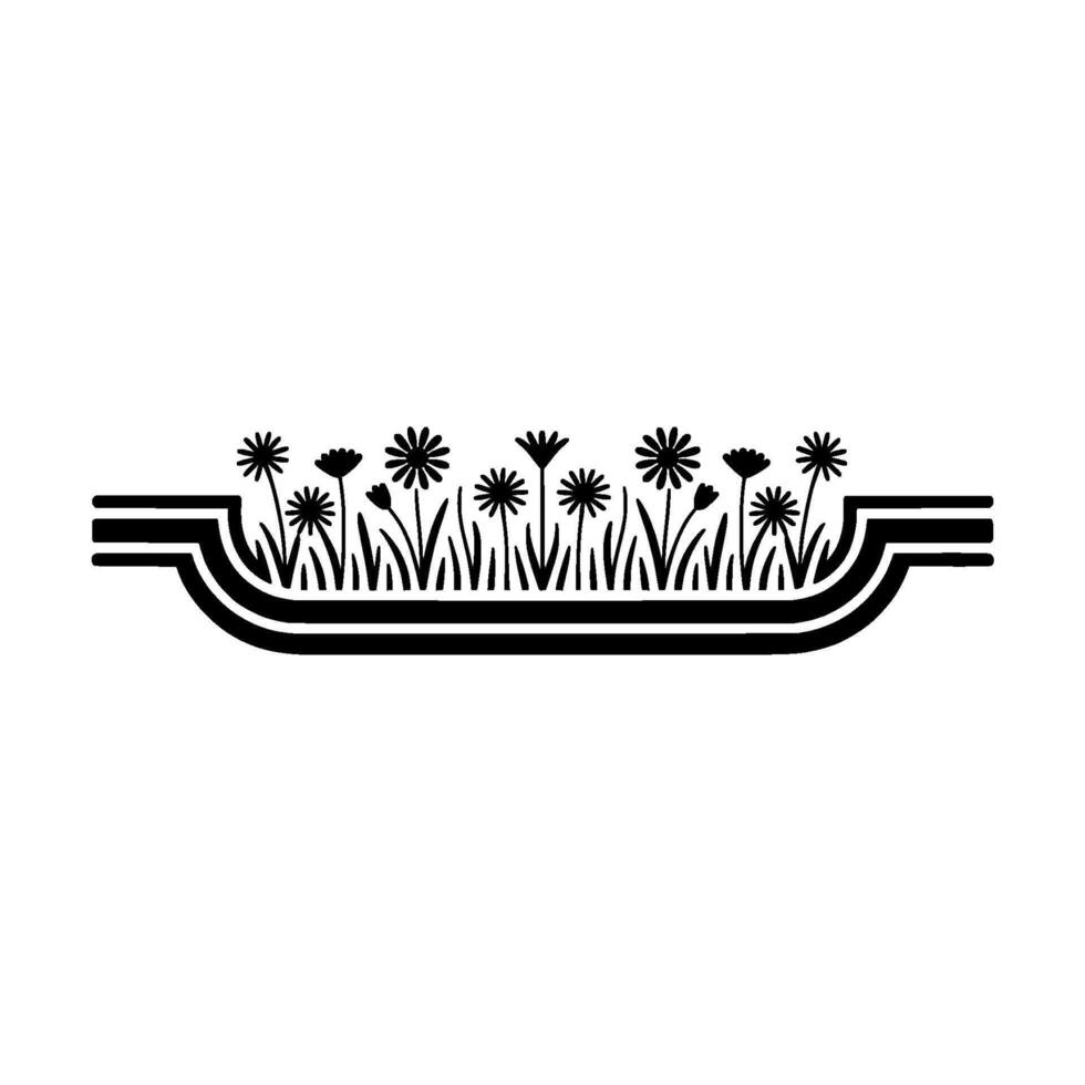 Stylized Floral Border Minimalist Black and White vector