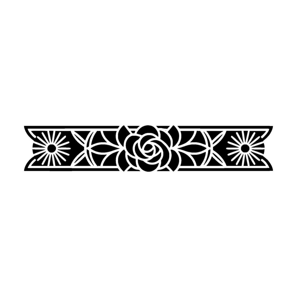 Elegant Black and White Floral Border Element, Rose vector